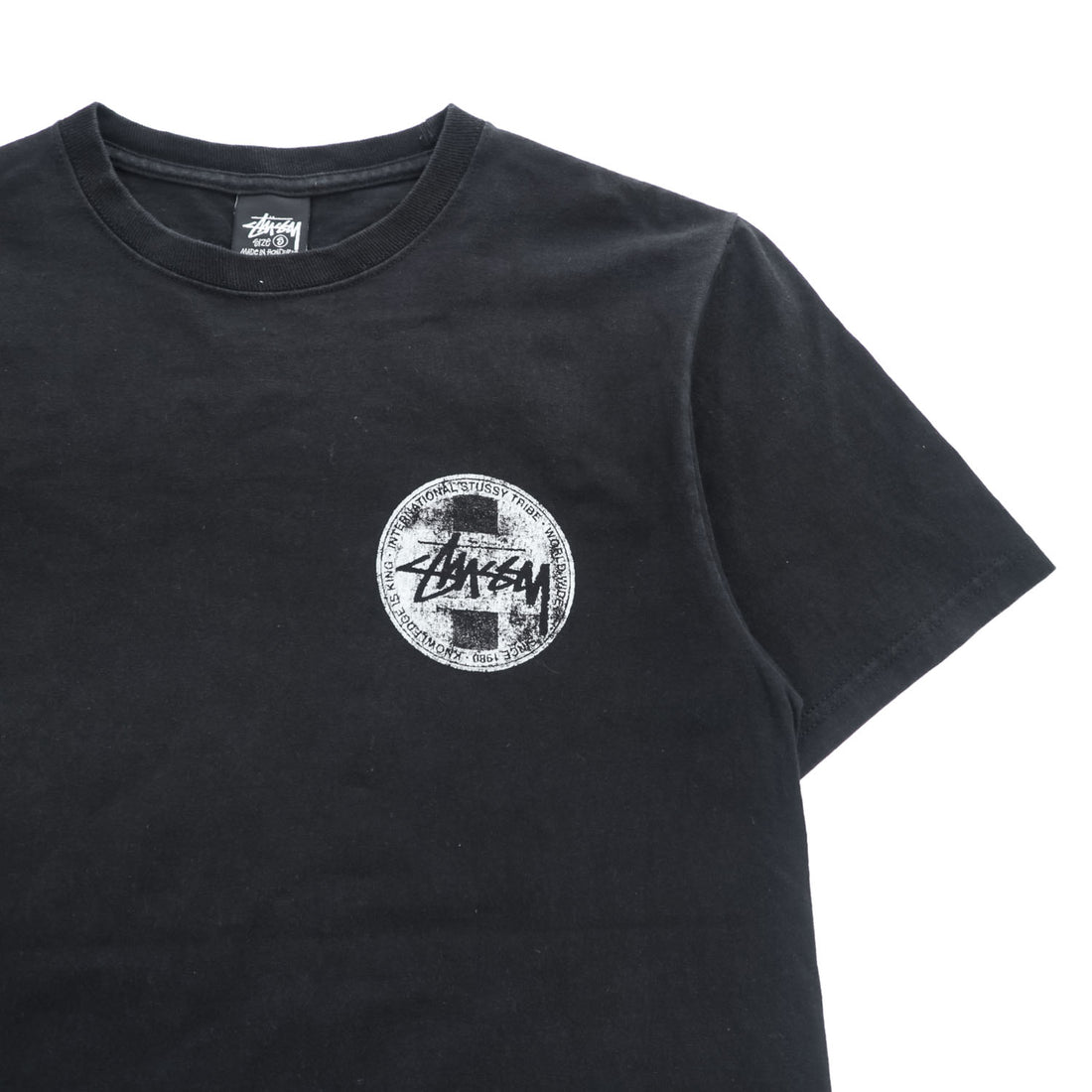 STUSSY サークルロゴ 両面プリント Tシャツ S ブラック International Stüssy Tribe