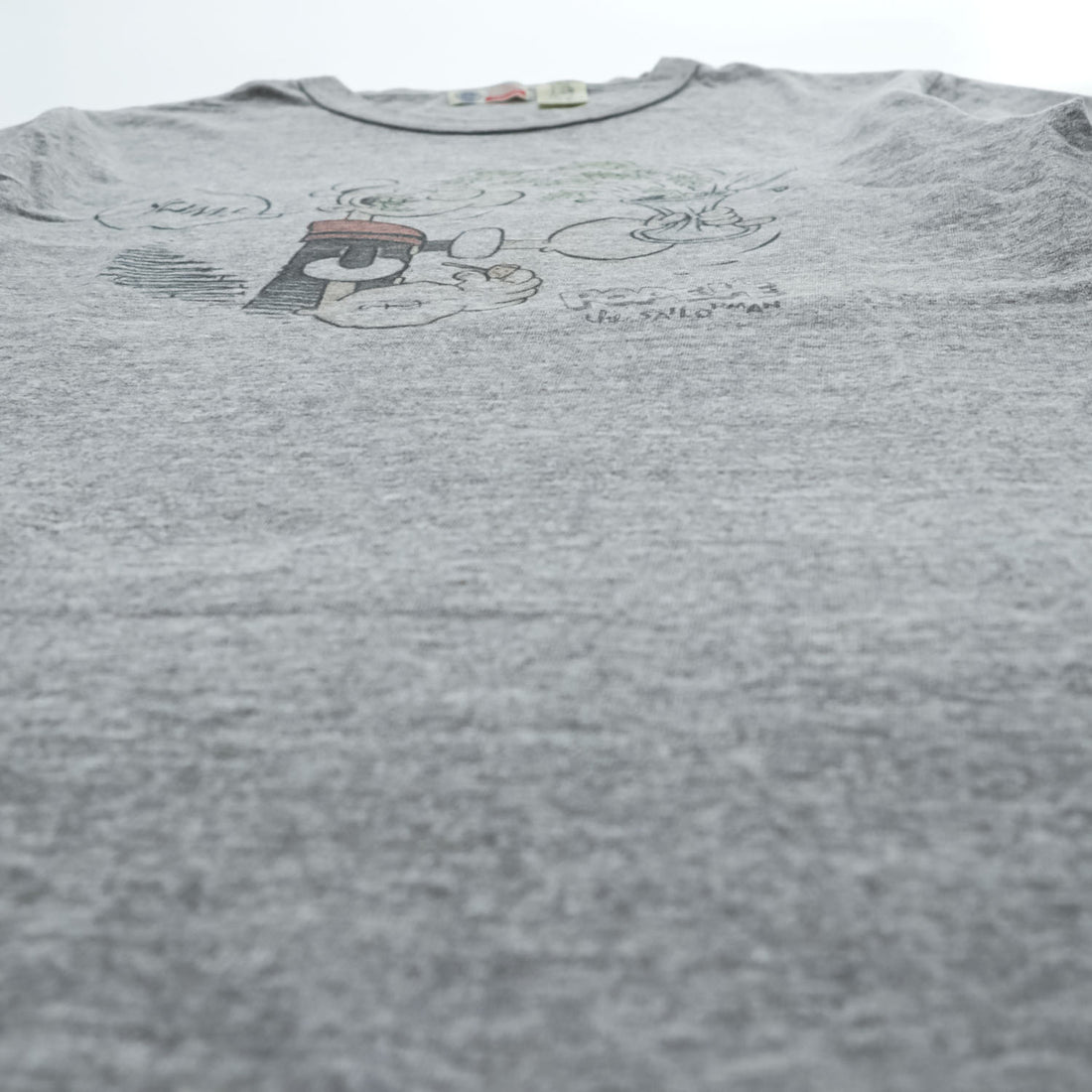 BUZZ RICKSON'S 日本製 ポパイ POPEYE Tシャツ M グレー 染み込みプリント USN