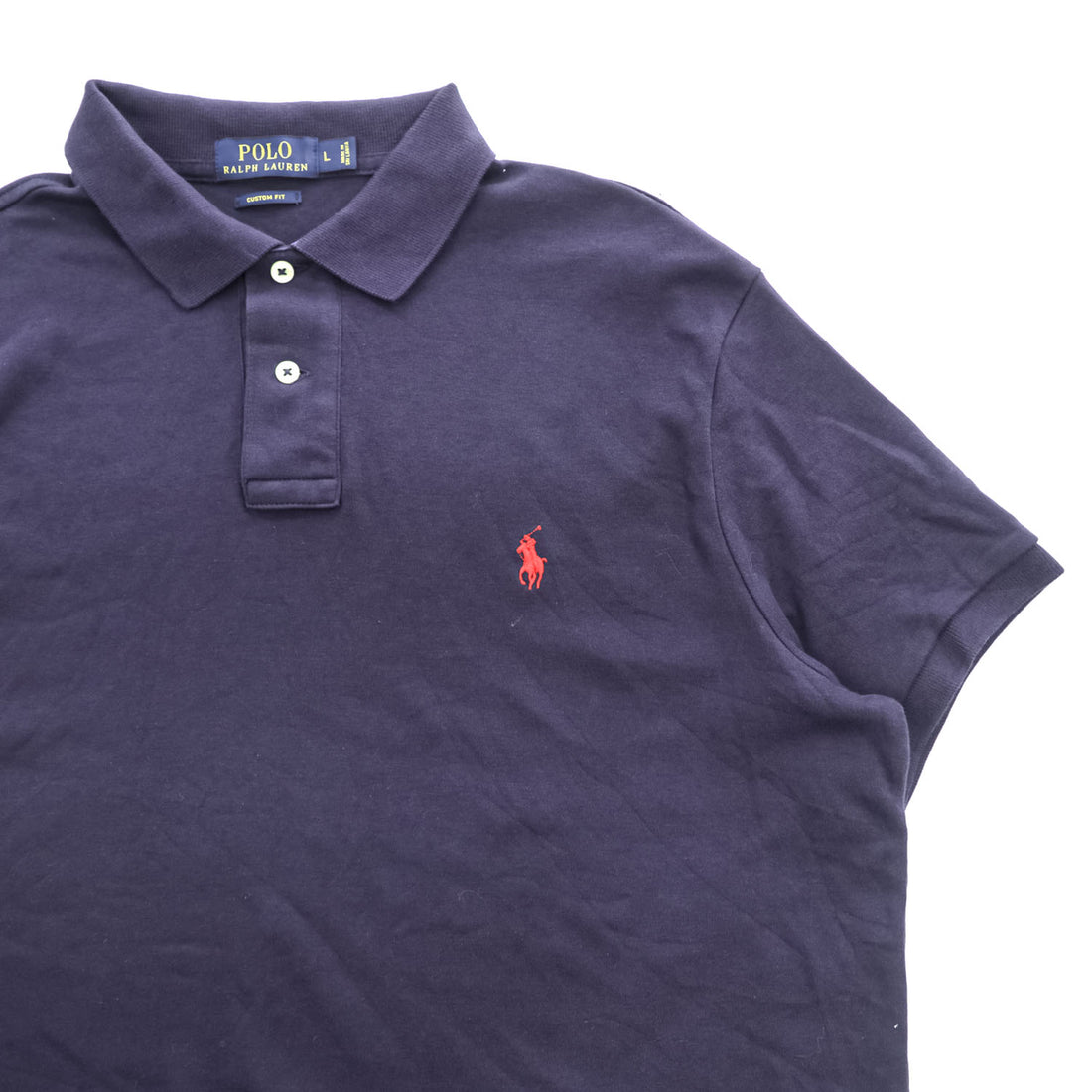 Polo Ralph Lauren ポロシャツ L ネイビー スモールポニー ロゴ 刺繍 CUSTOM FIT