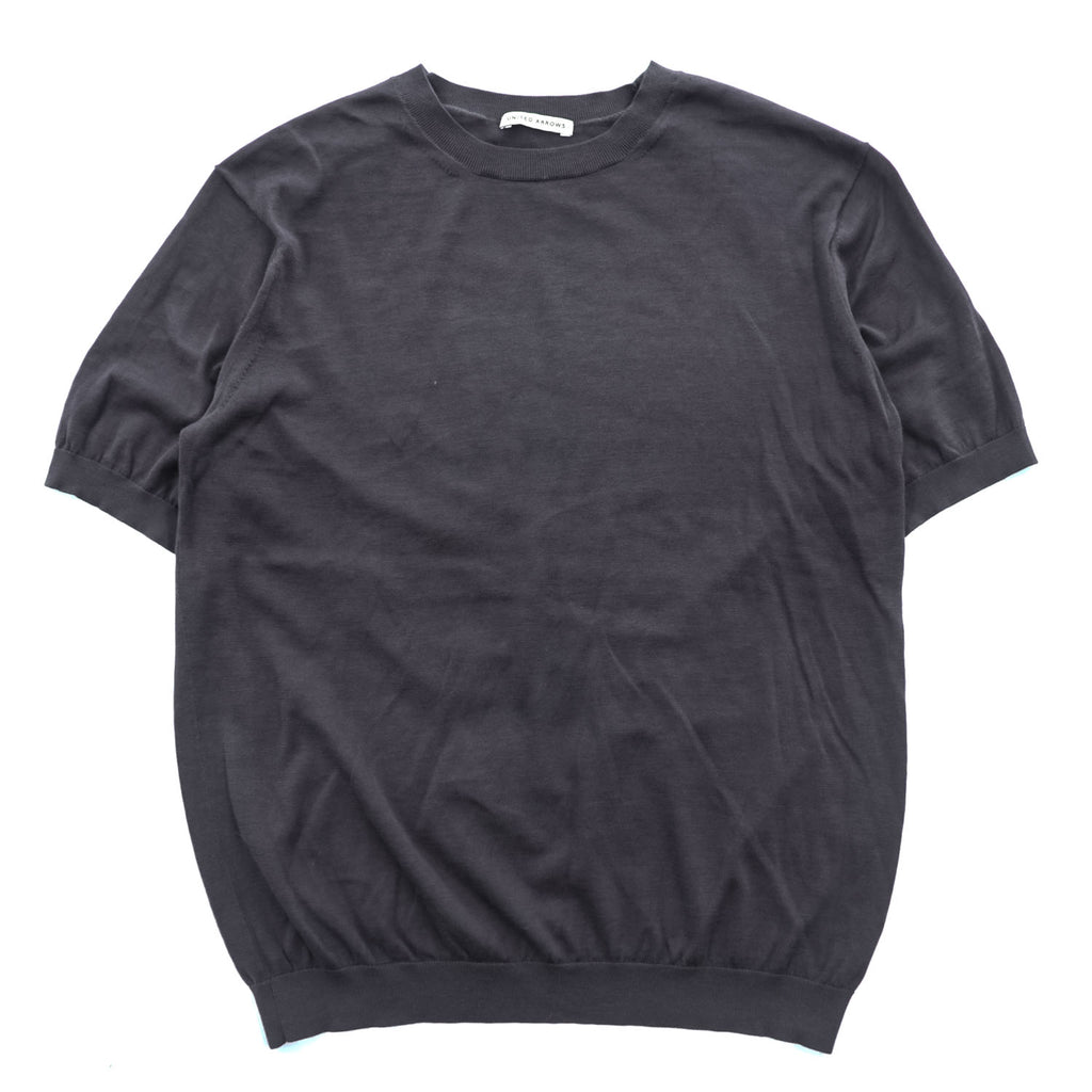 UNITED ARROWS コットンシルク 半袖 ニット M チャコールグレー 1118-199-0505