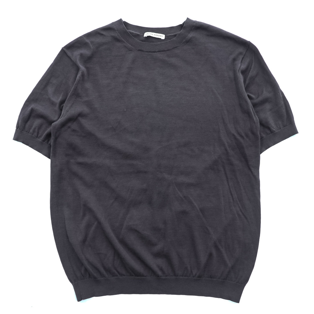 UNITED ARROWS コットンシルク 半袖 ニット M チャコールグレー 1118-199-0505
