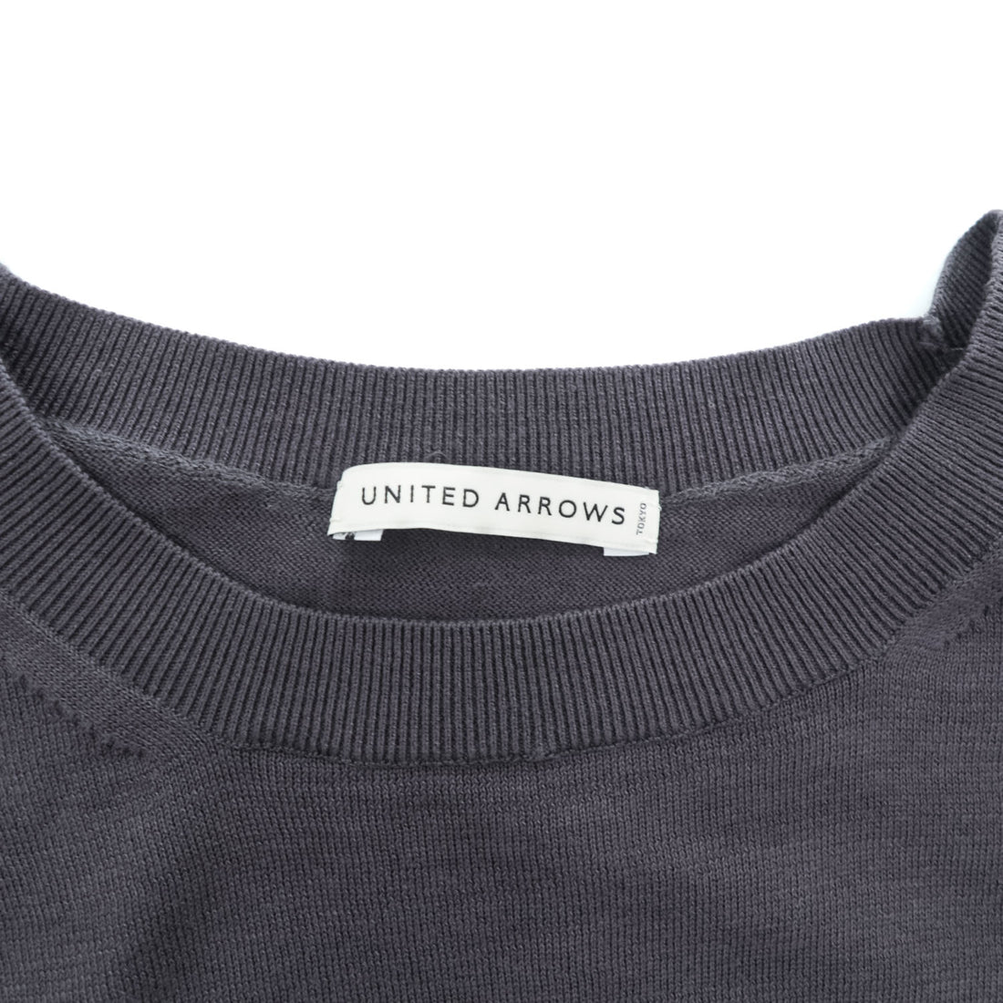 UNITED ARROWS コットンシルク 半袖 ニット M チャコールグレー 1118-199-0505