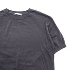 UNITED ARROWS コットンシルク 半袖 ニット M チャコールグレー 1118-199-0505