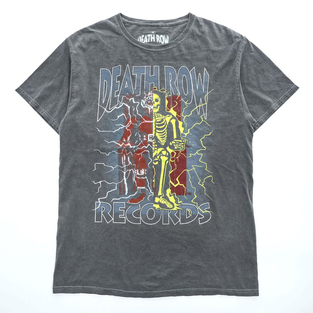 DEATH ROW RECORDS ヒップホップ レーベル スケルトングラフィック Tシャツ M グレーフェード ウォッシュ加工 Ripple Junction