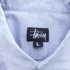 STUSSY 90年代 USA製 ヴィンテージ 半袖 オックスフォードシャツ L ブルー 紺タグ