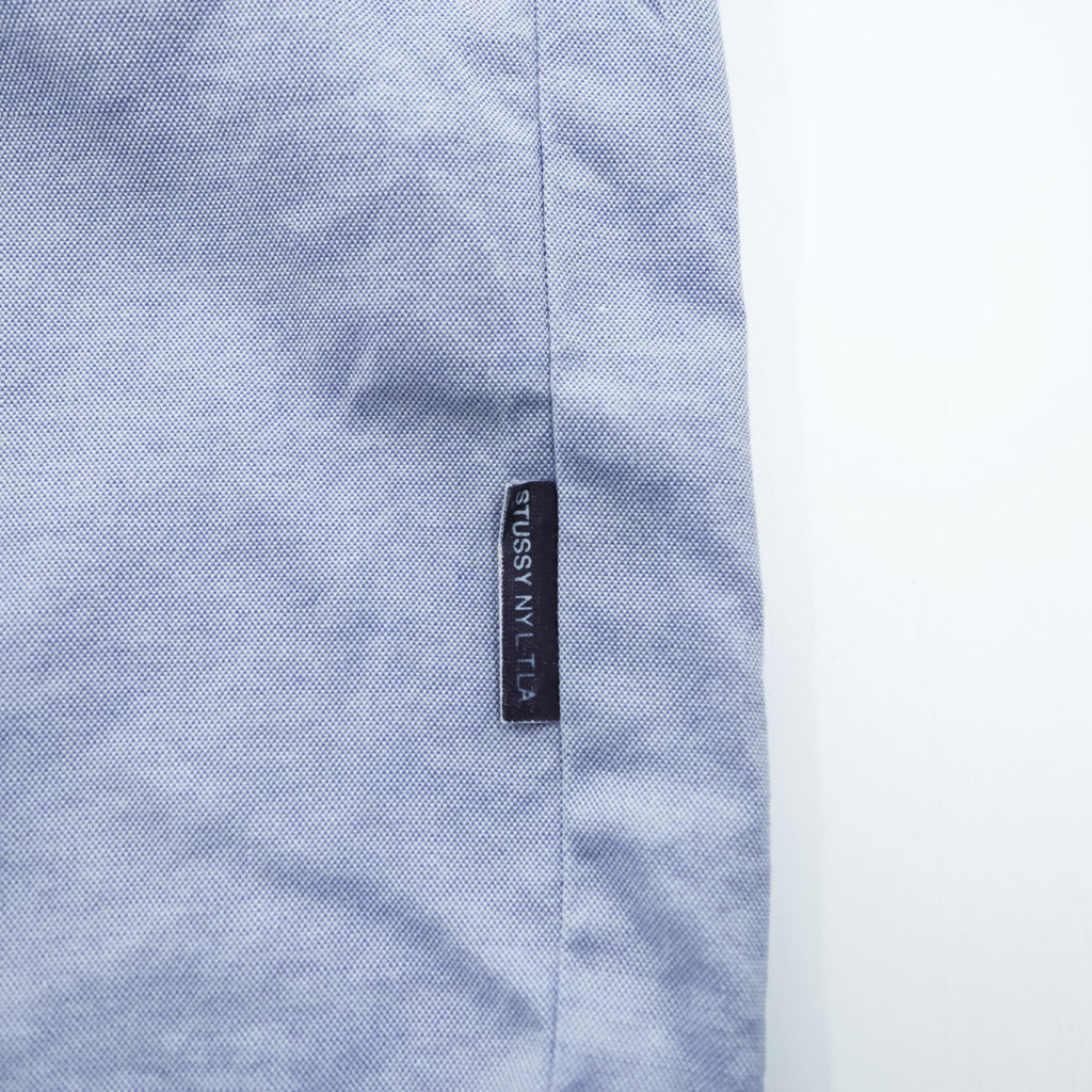 STUSSY 90年代 USA製 ヴィンテージ 半袖 オックスフォードシャツ L ブルー 紺タグ