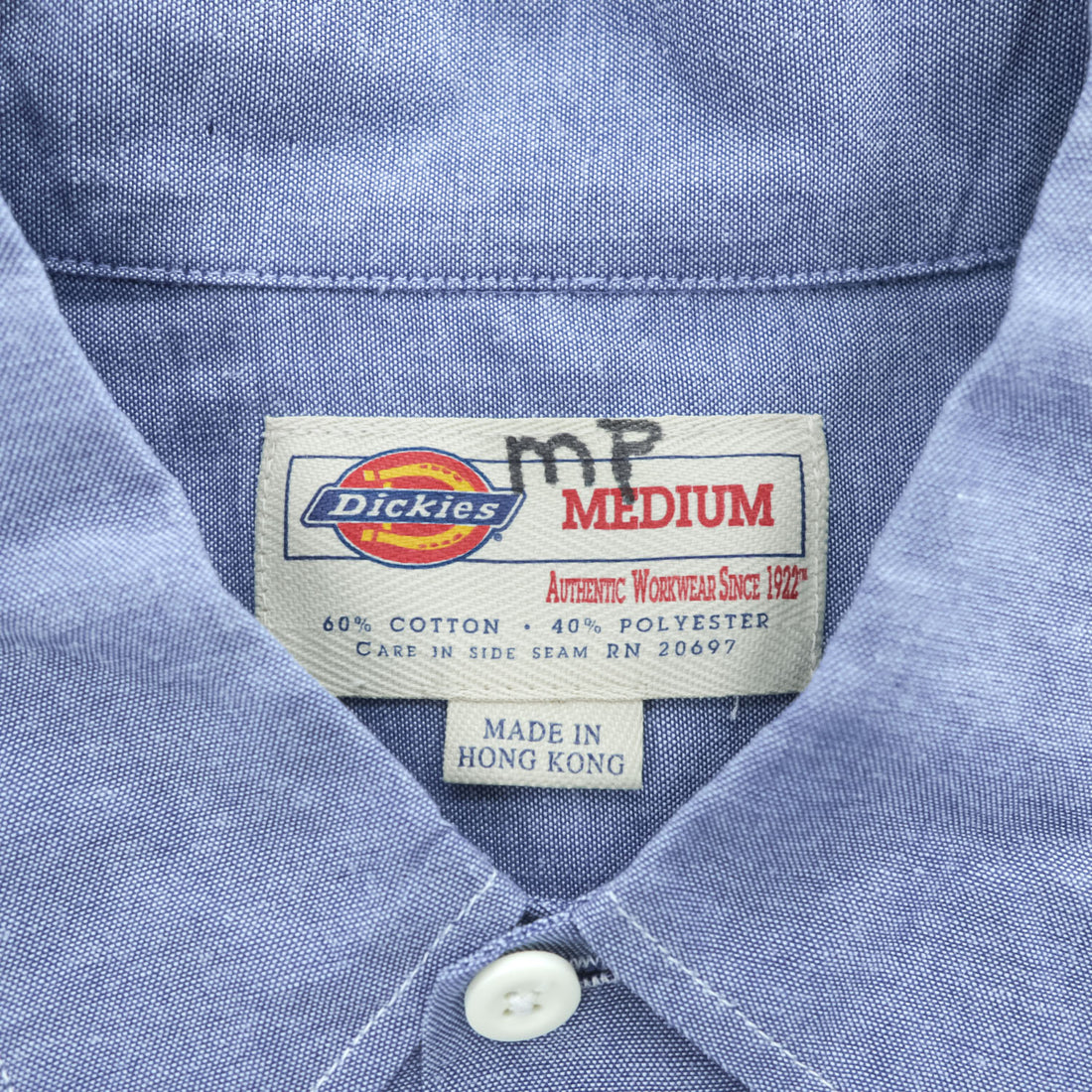 Dickies 90年代 ヴィンテージ シャンブレー 半袖ワークシャツ M ブルー ボックスシルエット