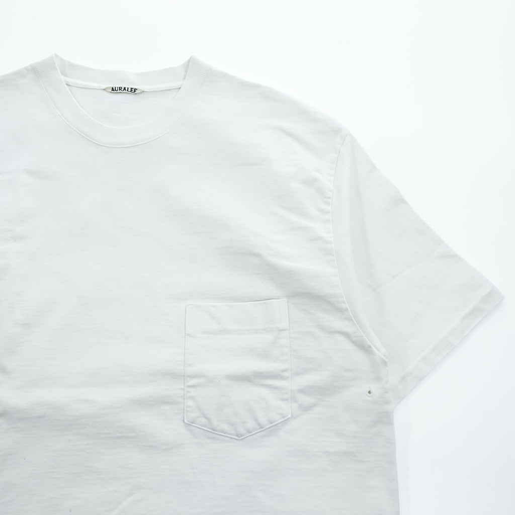 AURALEE 日本製 ポケット Tシャツ XL ホワイト シングルステッチ STAND UP TEE A9ST01SU