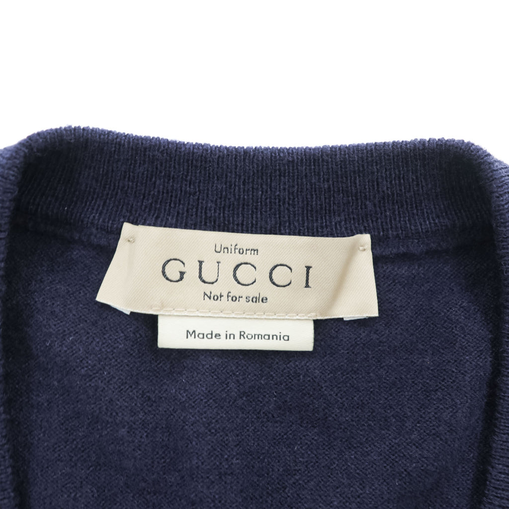 GUCCI ラムウール Vネック ニットベスト M ネイビー 羊毛 スタッフユニフォーム 制服 Uniform 非売品 Not For Sale