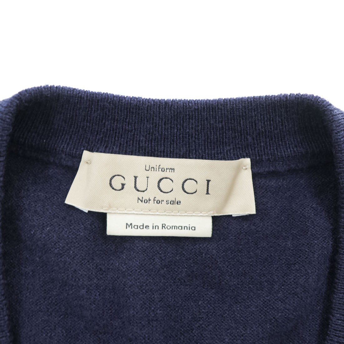 GUCCI ラムウール Vネック ニットベスト M ネイビー 羊毛 スタッフユニフォーム 制服 Uniform 非売品 Not For Sale