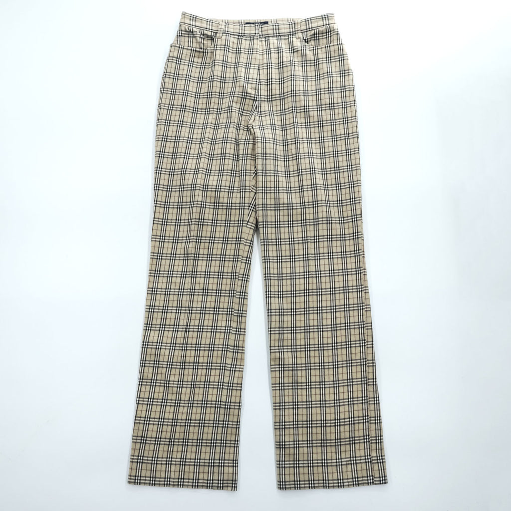 BURBERRY LONDON 日本製 ノバチェック フレア チノパンツ XL ベージュ ストレッチ