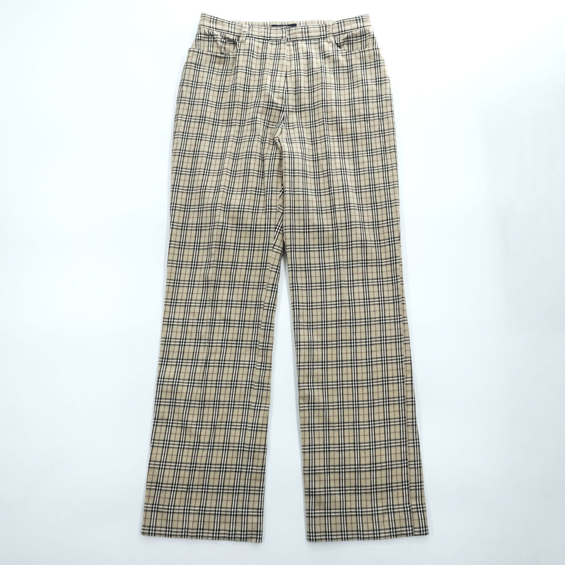 BURBERRY LONDON 日本製 ノバチェック フレア チノパンツ XL ベージュ ストレッチ