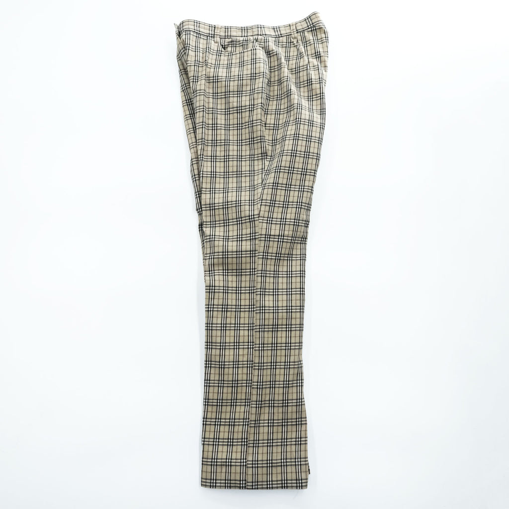 BURBERRY LONDON 日本製 ノバチェック フレア チノパンツ XL ベージュ ストレッチ