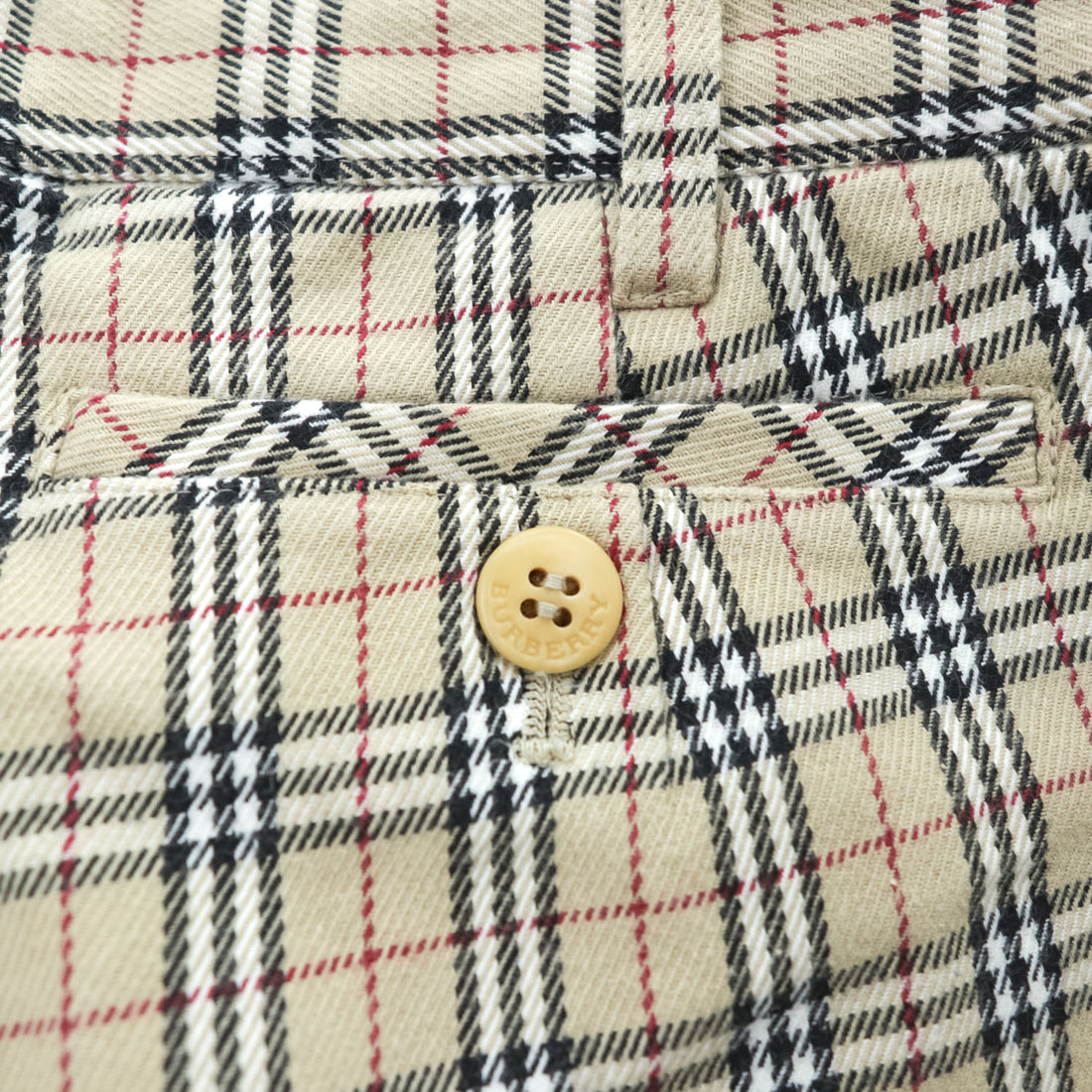 BURBERRY LONDON 日本製 ノバチェック フレア チノパンツ XL ベージュ ストレッチ