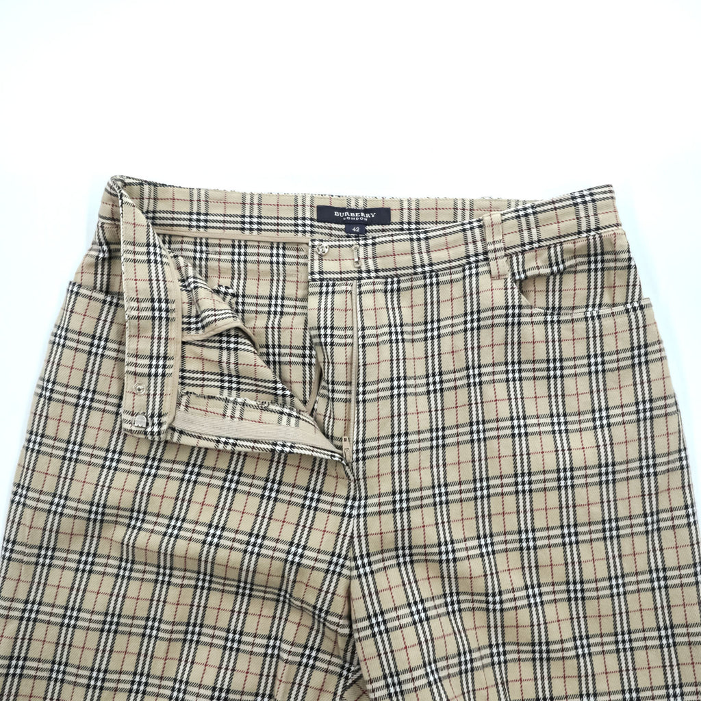 BURBERRY LONDON 日本製 ノバチェック フレア チノパンツ XL ベージュ ストレッチ