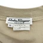 Salvatore Ferragamo イタリア製 シルク100% 長袖トップス ブラウス XL ベージュ ヴィンテージ スカーフ柄 プルオーバー