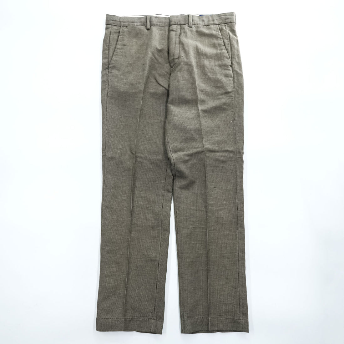 Polo Ralph Lauren リネン スラックス パンツ L ブラウン 麻 マイクロチェック STRAIGHT FIT