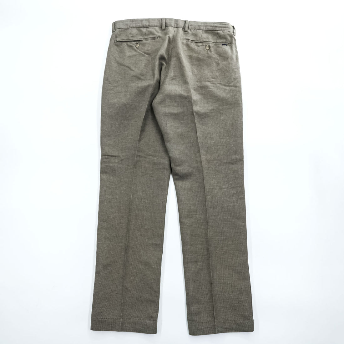 Polo Ralph Lauren リネン スラックス パンツ L ブラウン 麻 マイクロチェック STRAIGHT FIT