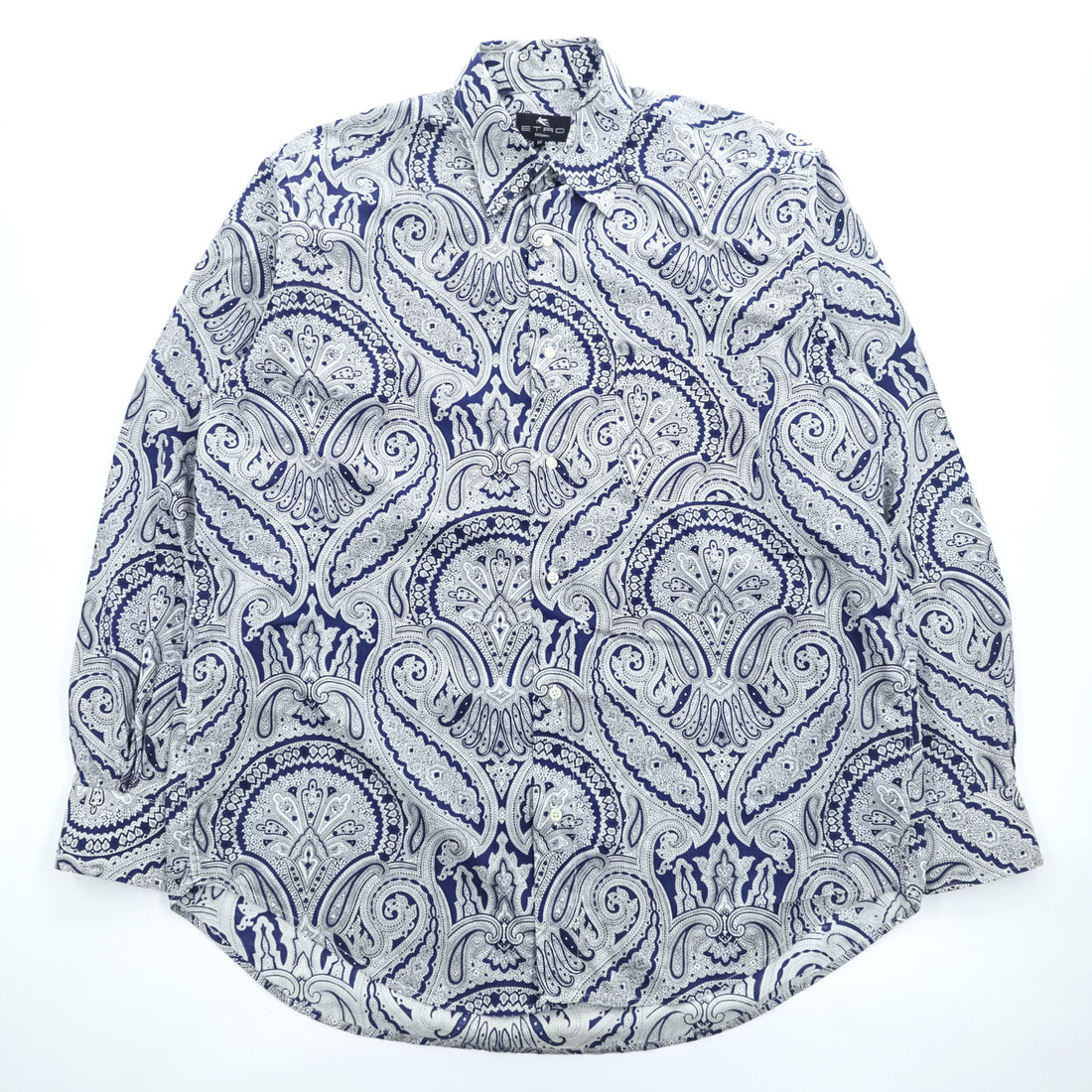 ETRO イタリア製 ペイズリー柄 長袖シャツ M ブルー 総柄 コットン100%