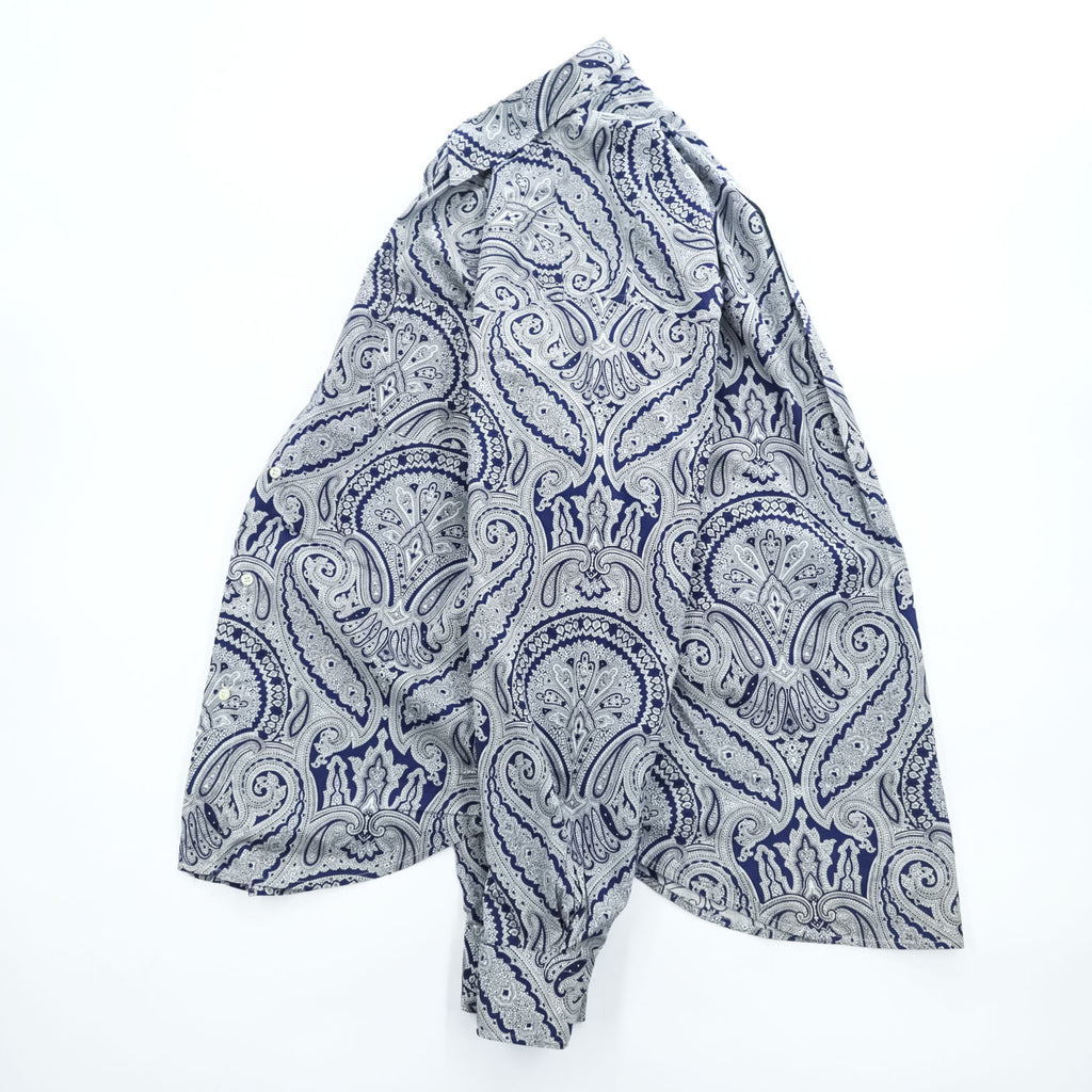 ETRO イタリア製 ペイズリー柄 長袖シャツ M ブルー 総柄 コットン100%
