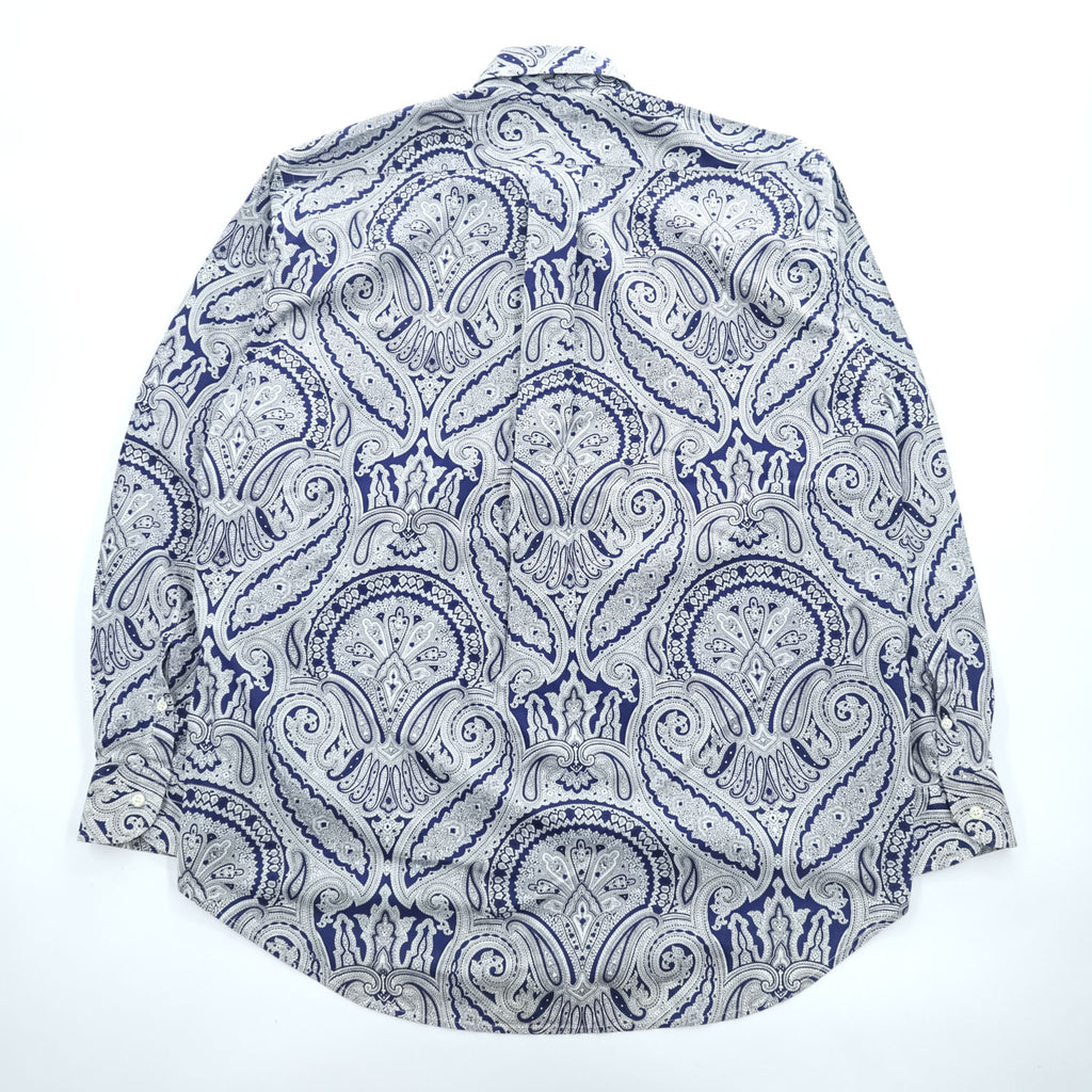 ETRO イタリア製 ペイズリー柄 長袖シャツ M ブルー 総柄 コットン100%
