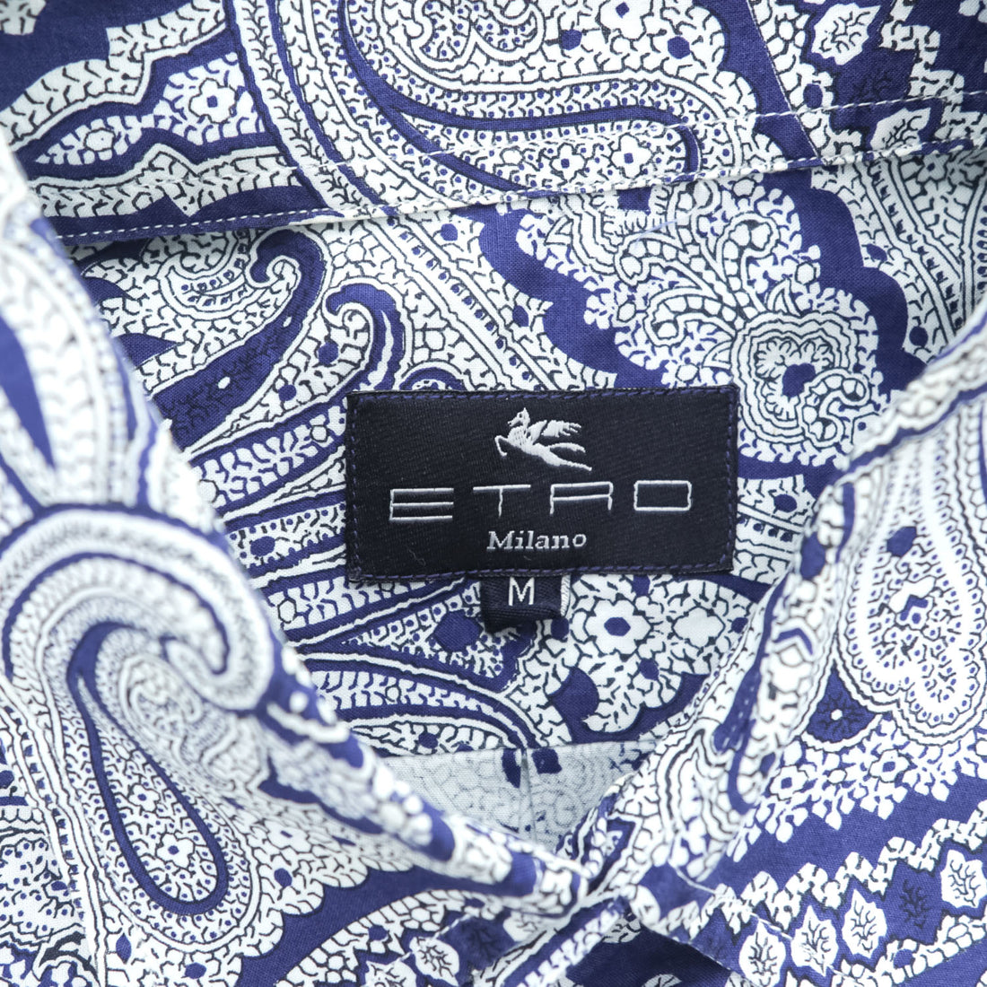 ETRO イタリア製 ペイズリー柄 長袖シャツ M ブルー 総柄 コットン100%