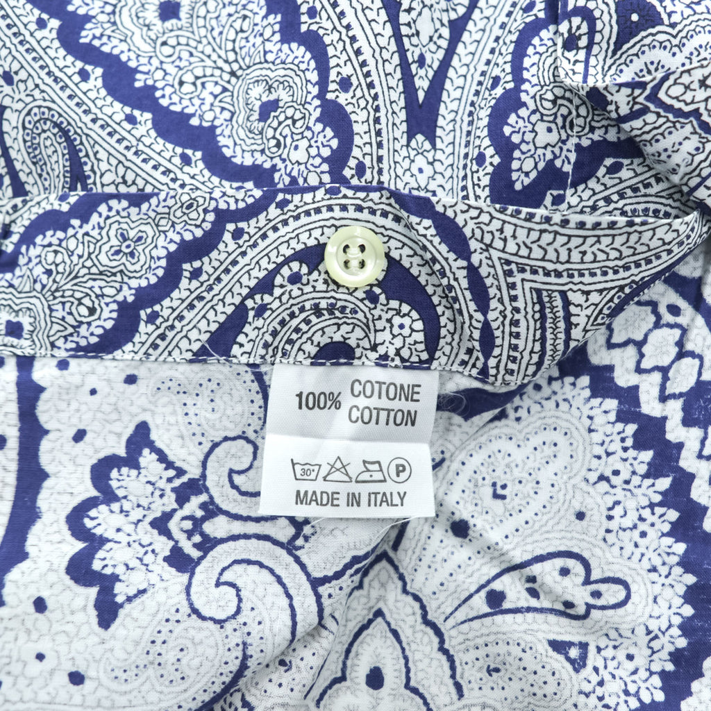ETRO イタリア製 ペイズリー柄 長袖シャツ M ブルー 総柄 コットン100%
