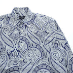 ETRO イタリア製 ペイズリー柄 長袖シャツ M ブルー 総柄 コットン100%