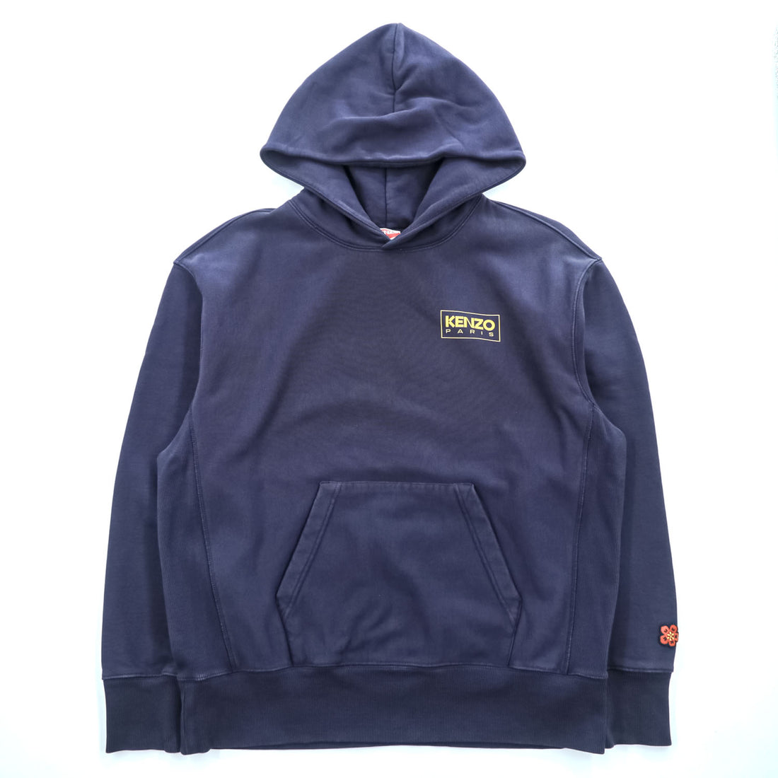 KENZO リバースウィーブ プルオーバー パーカー L ネイビー バックプリント カンガルーポケット FC65SW4194MC