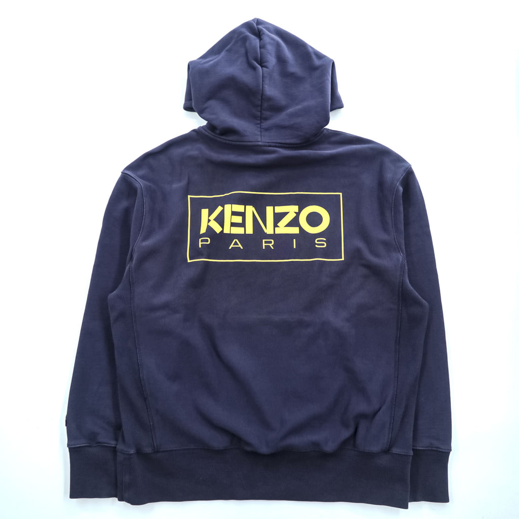 KENZO リバースウィーブ プルオーバー パーカー L ネイビー バックプリント カンガルーポケット FC65SW4194MC