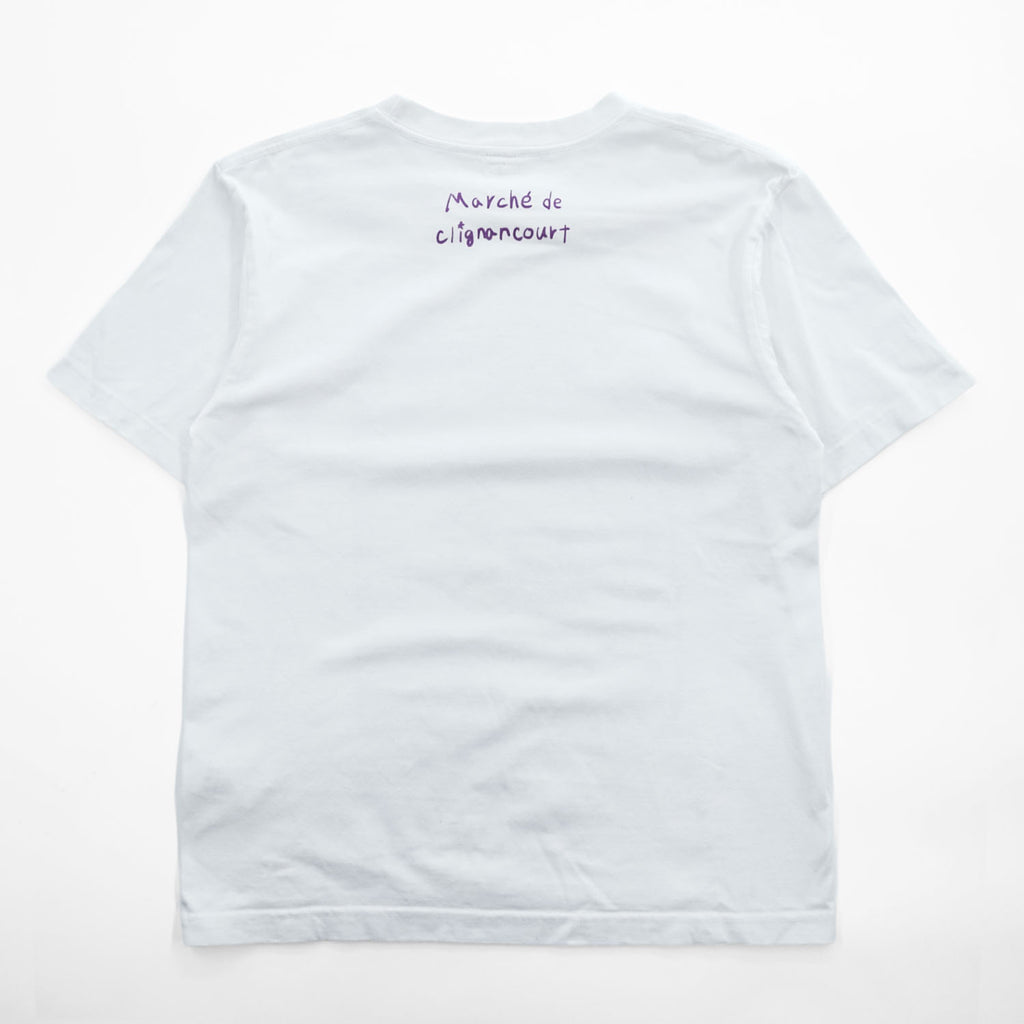 KHOKI 日本製 フラワーカレンダー グラフィック Tシャツ M ホワイト プリント Marché de Clignancourt 23aw-t-01-b-white