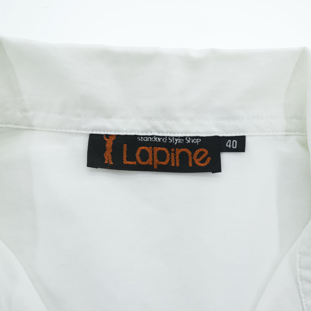 Lapine ヴィンテージ 復刻 半袖 ボーリングシャツ L ホワイト 刺繍 オープンカラー 開襟 レプリカ