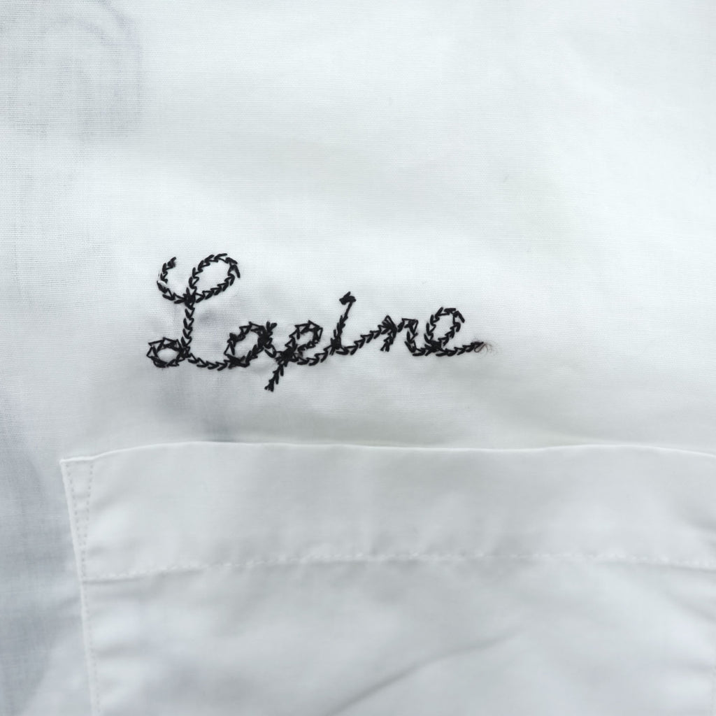 Lapine ヴィンテージ 復刻 半袖 ボーリングシャツ L ホワイト 刺繍 オープンカラー 開襟 レプリカ