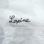 Lapine ヴィンテージ 復刻 半袖 ボーリングシャツ L ホワイト 刺繍 オープンカラー 開襟 レプリカ