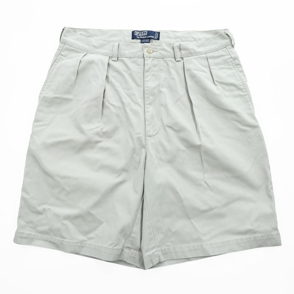 Polo Ralph Lauren 90年代 2タック チノショーツ TYLER SHORT ショートパンツ ハーフパンツ L ベージュ プリーツ USA生地