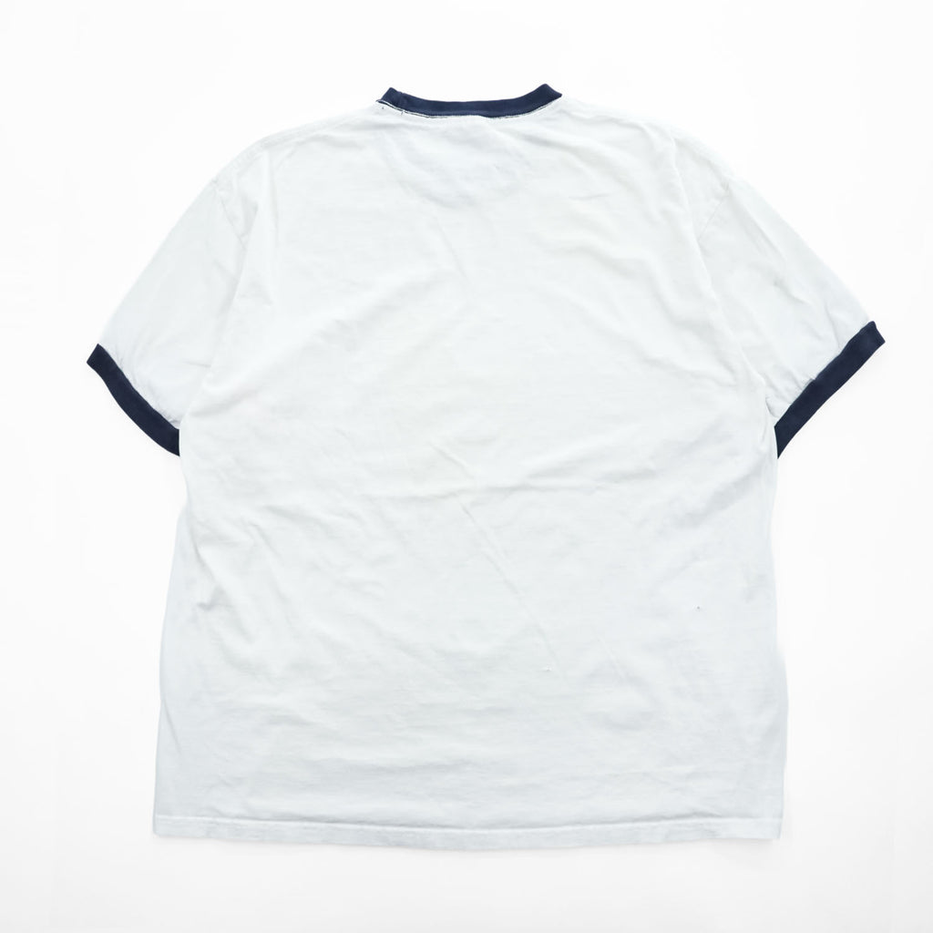 NIKE 90年代 USA製 ヴィンテージ リンガーTシャツ XL ホワイト ネイビー 刺繍 スウォッシュ