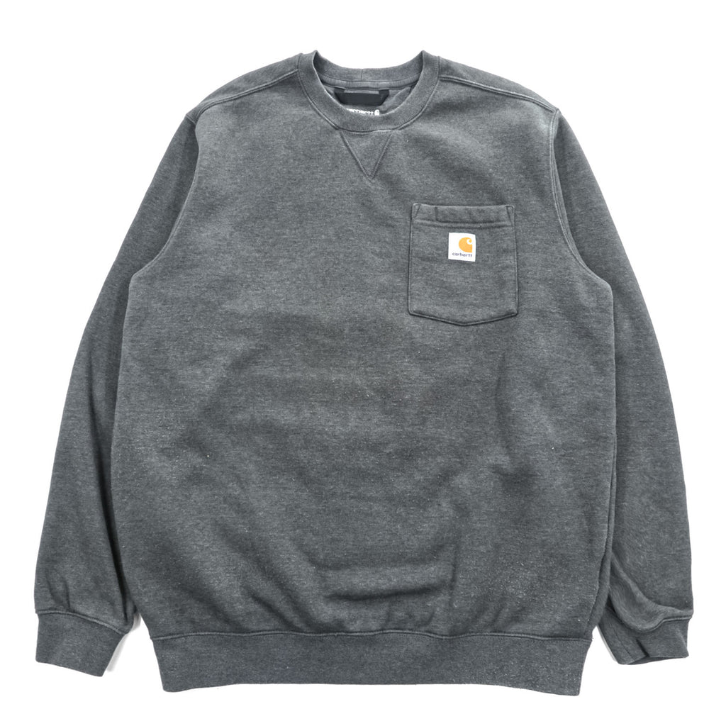 carhartt クルーネック スウェット トレーナー LOOSE FIT M グレー 裏起毛 ポケット 前V 103852 026