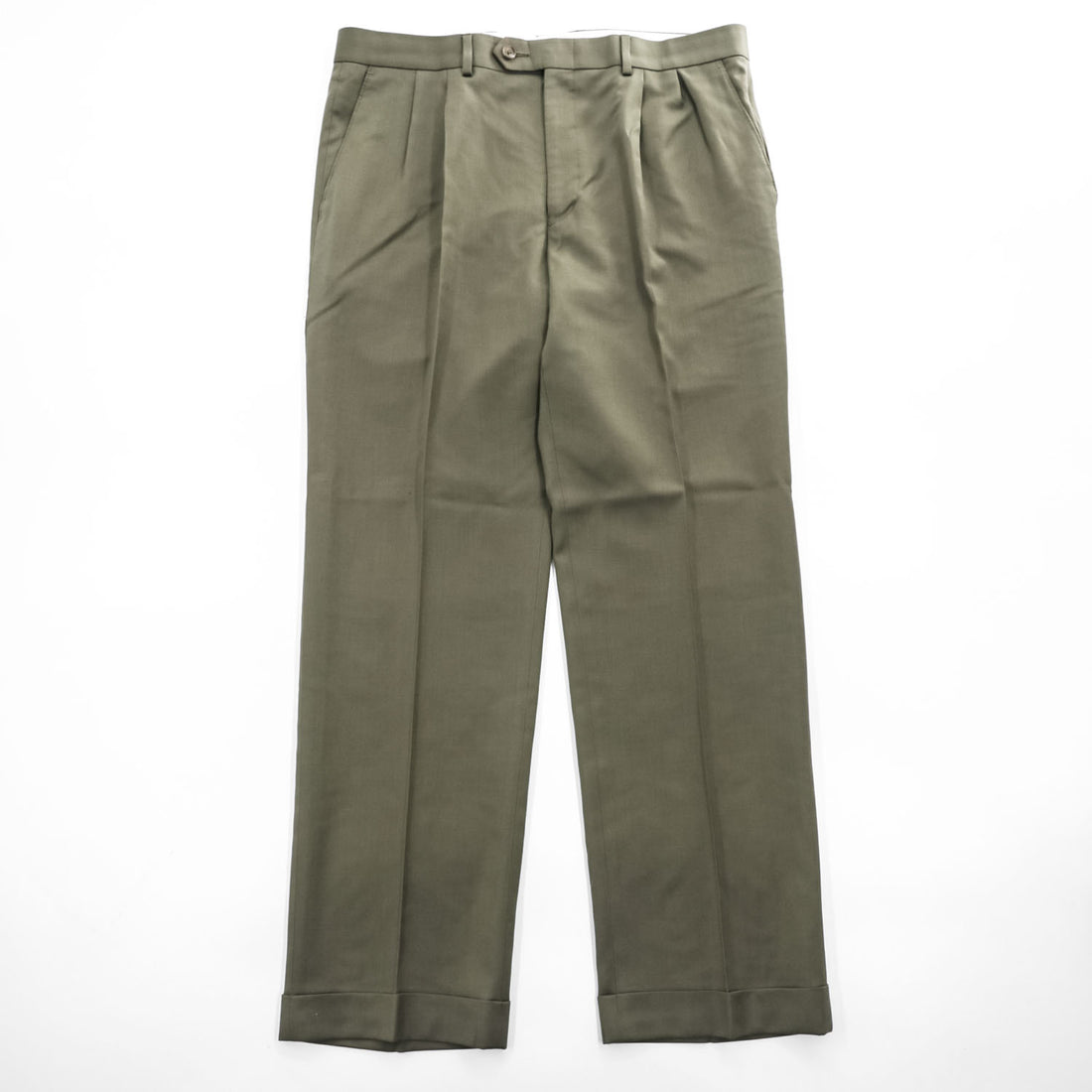 LAUREN RALPH LAUREN 90年代 ヴィンテージ 2タック スラックス パンツ L カーキ グリーン プリーツ ダブルカフス