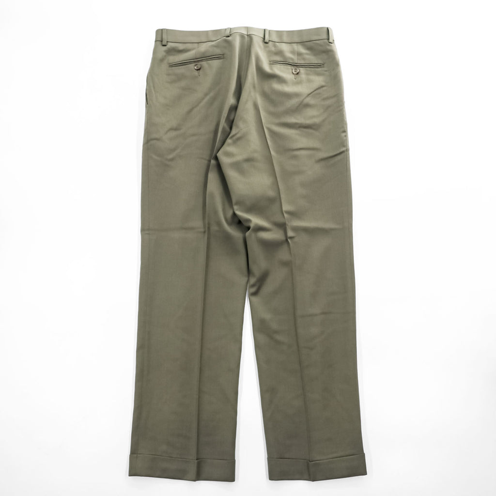 LAUREN RALPH LAUREN 90年代 ヴィンテージ 2タック スラックス パンツ L カーキ グリーン プリーツ ダブルカフス