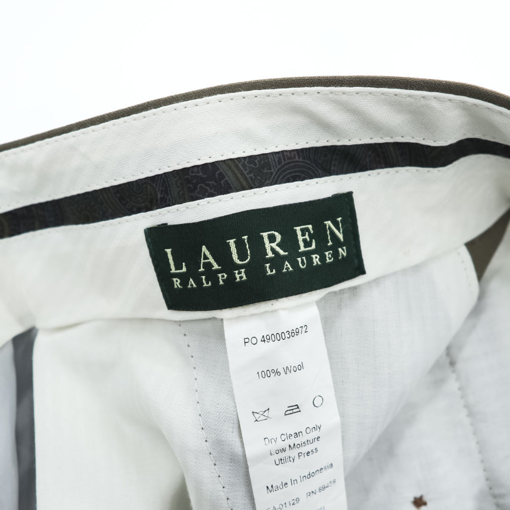 LAUREN RALPH LAUREN 90年代 ヴィンテージ 2タック スラックス パンツ L カーキ グリーン プリーツ ダブルカフス