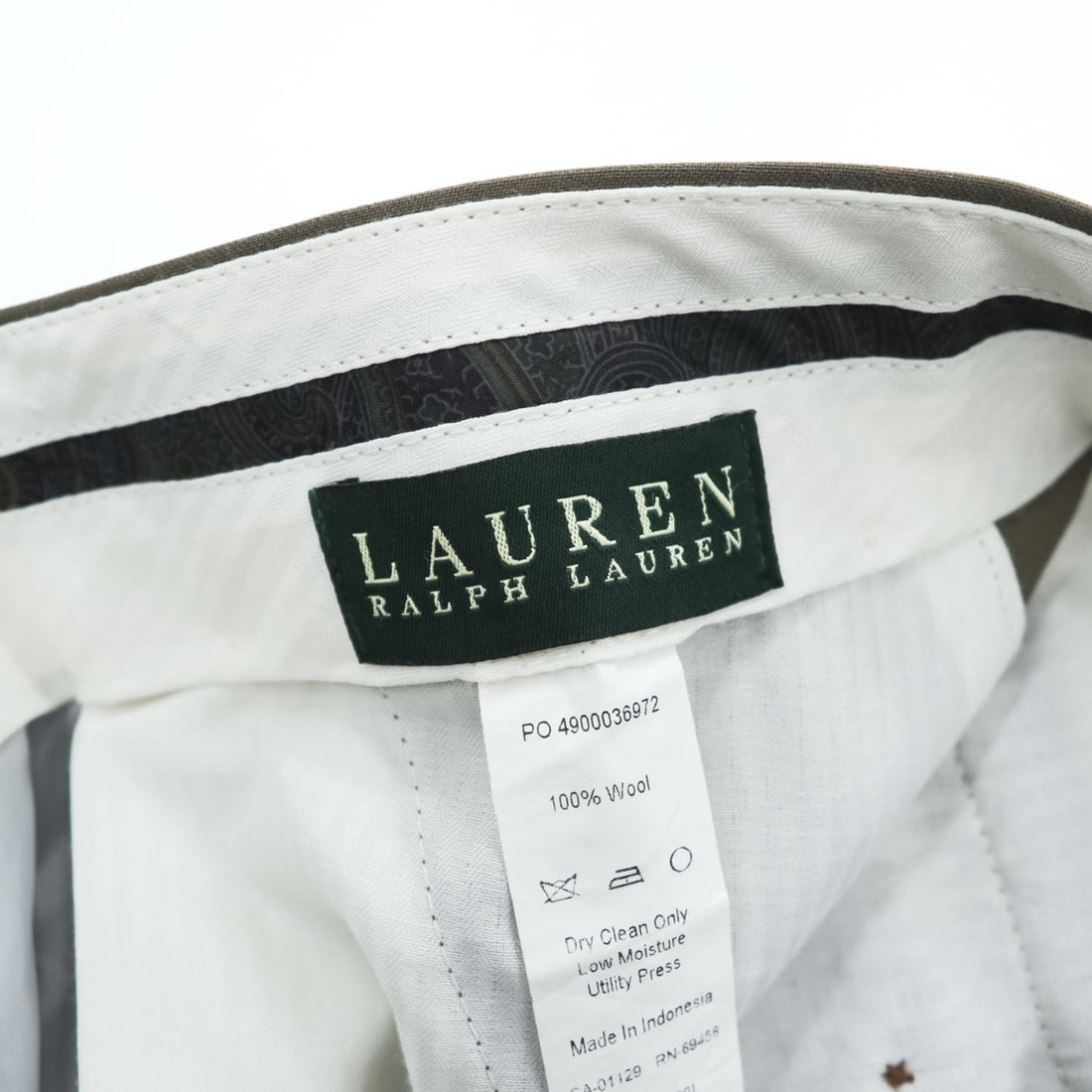 LAUREN RALPH LAUREN 90年代 ヴィンテージ 2タック スラックス パンツ L カーキ グリーン プリーツ ダブルカフス