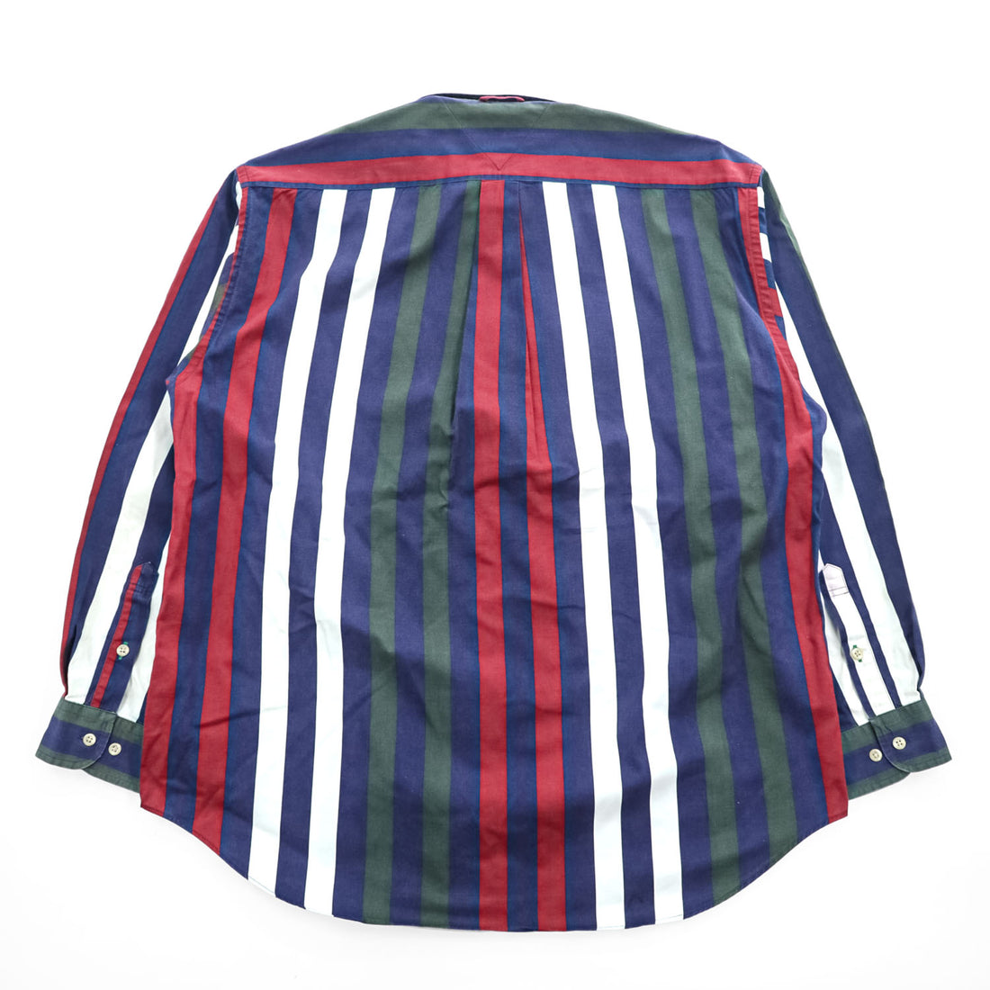 TOMMY HILFIGER 90年代 ヴィンテージ 長袖 ストライプシャツ L グリーン ネイビー ボタンダウン