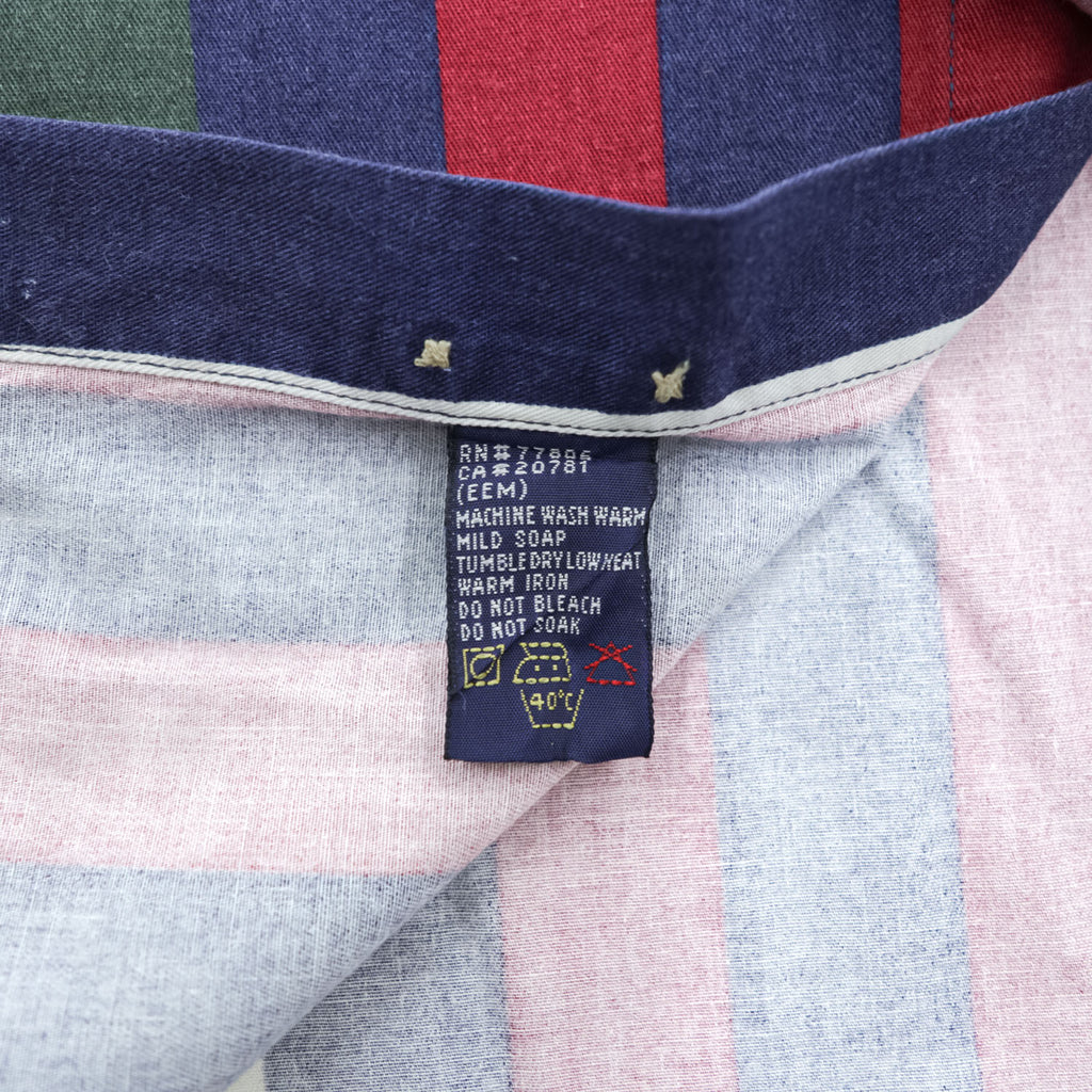 TOMMY HILFIGER 90年代 ヴィンテージ 長袖 ストライプシャツ L グリーン ネイビー ボタンダウン