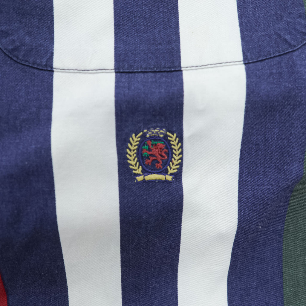 TOMMY HILFIGER 90年代 ヴィンテージ 長袖 ストライプシャツ L グリーン ネイビー ボタンダウン