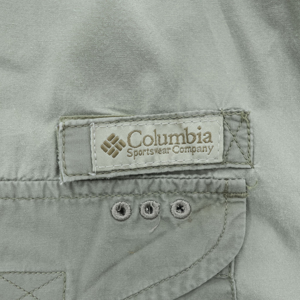 Columbia PFG 90年代 長袖 フィッシングシャツ XL カーキ グリーン メッシュ マルチポケット FM7120