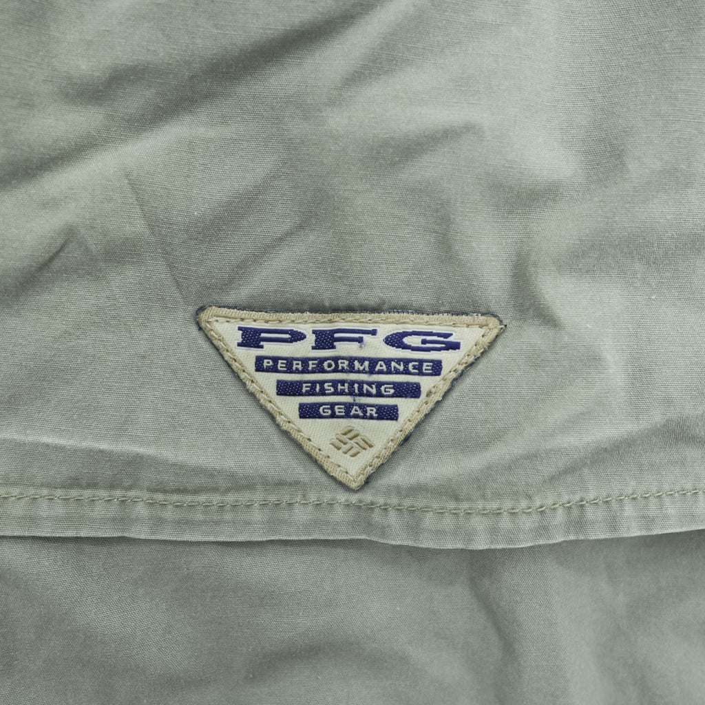 Columbia PFG 90年代 長袖 フィッシングシャツ XL カーキ グリーン メッシュ マルチポケット FM7120