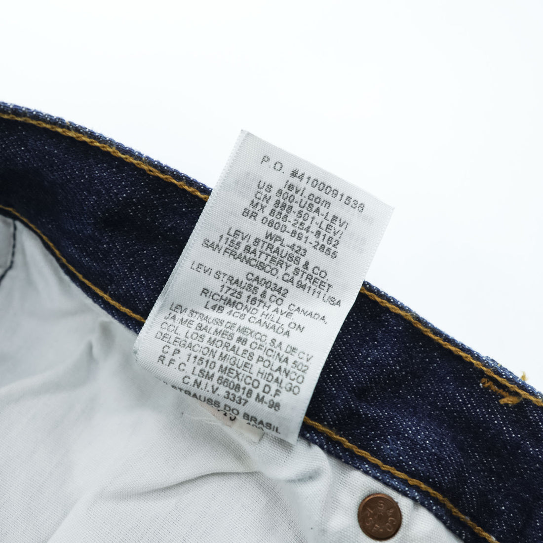 Levi's 501 リジッド デニムパンツ ジーンズ W36 L32 インディゴ 濃紺 ボタンフライ USAモデル 005010000