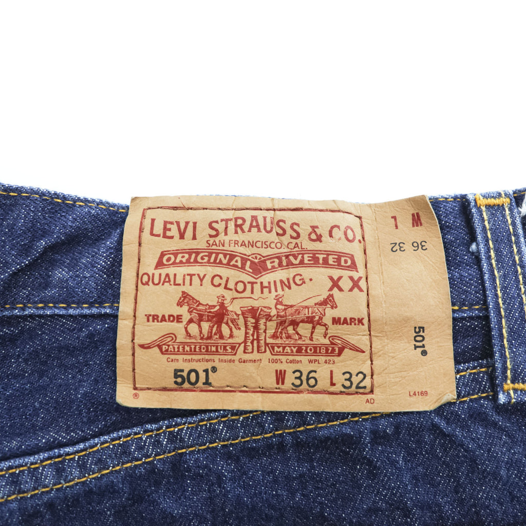 Levi's 501 リジッド デニムパンツ ジーンズ W36 L32 インディゴ 濃紺 ボタンフライ USAモデル 005010000
