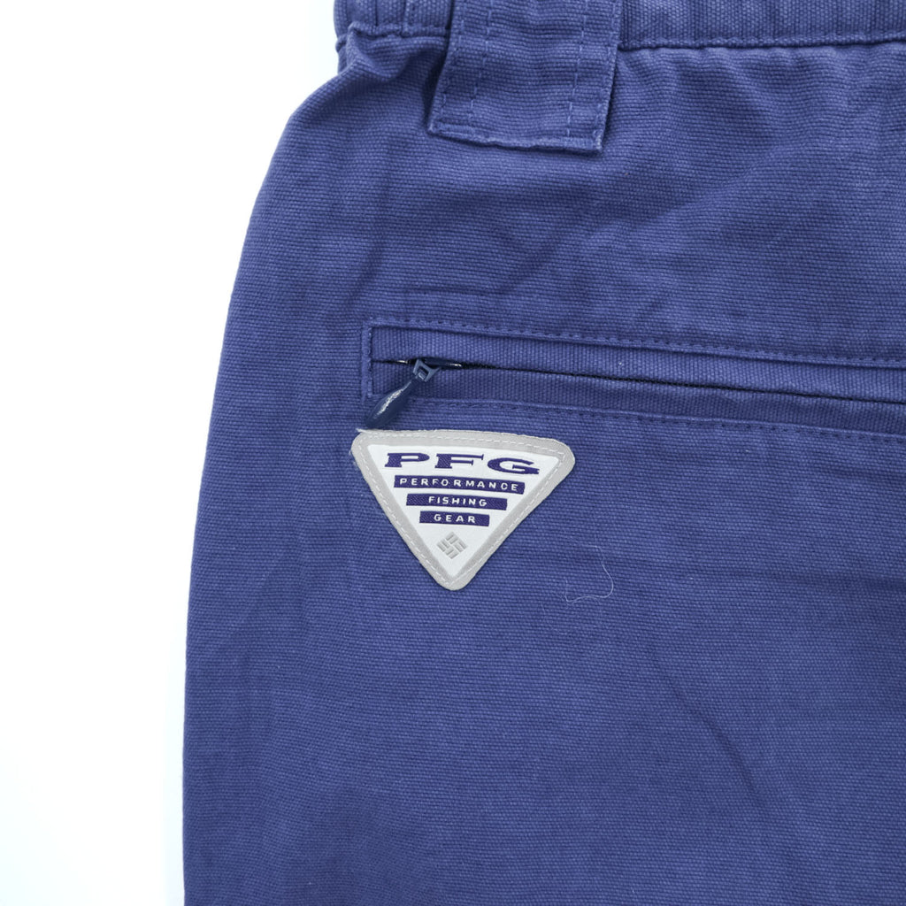 Columbia PFG ダック地 カーゴショーツ ショートパンツ L ブルー キャンバス フィッシング XM0118