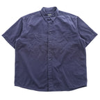 Eddie Bauer 90年代 半袖 ワークシャツ XL ネイビー ボックスシルエット ダブルポケット